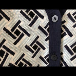 COS button sweater with Japanese-inspired print